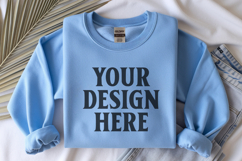 Light Blue Gildan 18000 Folded Flat Lay Mockups Product Image 1