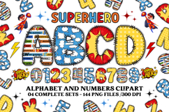 Superhero Alphabet png clipart, superhero letters doodle Product Image 1
