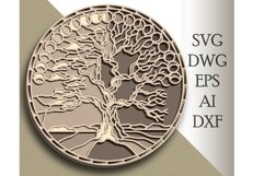 Tree Moon multilayer SVG/ Tree Moon cut file/ 3D layer/ SVG Product Image 1