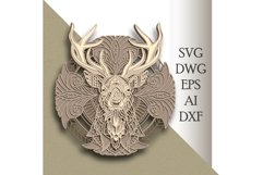 Deer multilayer SVG/ Deer cut file/ 3D layer/ Plywood cut Product Image 1