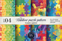 Rainbow Puzzle Digital Paper, Colorful Autism Pattern Product Image 1