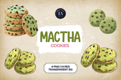 Matcha Cookies Clipart Bundle 4 PNG Product Image 1
