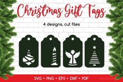4 Christmas Gift Tags SVG Cut Files, Papercut Christmas Product Image 1