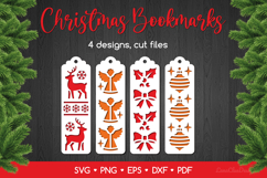 4 Christmas Bookmarks SVG, Xmas Laser Cutting Templates Product Image 1