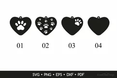 Heart with Dog Paw Earrings SVG Cut Files for Crafters Product Image 2