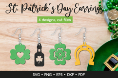St Patrick's Day Earrings SVG Cut Files, Clover Earrings SVG Product Image 1