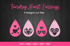 Valentine's Day Teardrop Heart Earrings SVG Laser Cut Product Image 1
