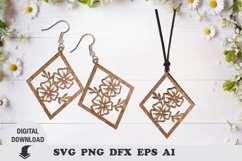 Earring Laser cut file, flower earring and pendant svg Product Image 1