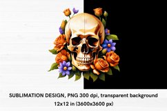 Scull with Flowers - Sublimation Design PNG Product Image 2