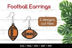 American Football Earrings SVG, Rugby Ball Jewelry Template Product Image 1