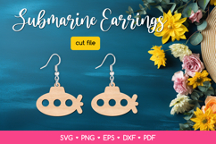 Submarine Earring SVG Cut File, Sea Jewelry Template Product Image 1