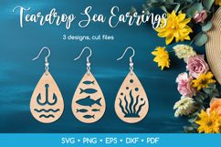 3 Teardrop Sea Earrings SVG, Ocean Jewelry Laser Cut Files Product Image 1