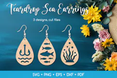 3 Teardrop Sea Earrings SVG, Ocean Jewelry Laser Cut Files Product Image 1