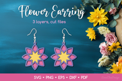 Layered Flower Earring SVG, 3D Floral Earring Cut Files Product Image 1