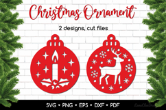 Round Christmas Ornaments with Candle and Reindeer SVG Product Image 1