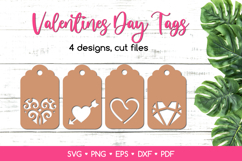 4 Gift Tags with Hearts SVG Cut Files, Valentines Templates Product Image 1