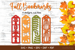 4 Fall Bookmarks SVG Cut Files, Autumn Papercut Template Product Image 1