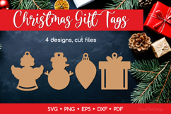 4 Christmas Decorative Shaped Gift Tags SVG Cut Files Product Image 1