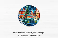 Christmas Truck with Fir Tree. 3 Round Christmas Ornaments Product Image 3