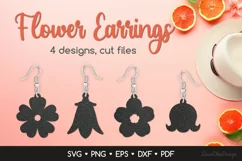 Flower Earrings SVG Cut Files - Floral Jewelry Template Product Image 1