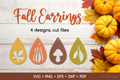 4 Teardrop Fall Earrings SVG Cut Files, Autumn Jewelry Product Image 1