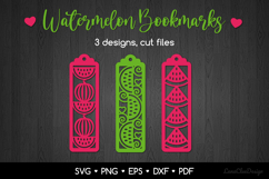 3 Watermelon Bookmarks SVG, Watermelon Papercut Template Product Image 1