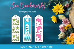 3 Bookmarks with Summer and Sea Pattern SVG Laser Cut Product Image 1