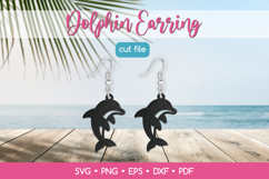 Dolphin Earring SVG Cut File, Sea Animal Jewelry Template Product Image 1