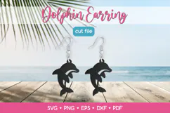 Dolphin Earring SVG Cut File, Sea Animal Jewelry Template Product Image 1