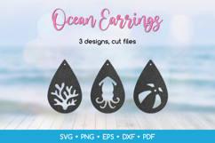 Teardrop Ocean Earrings SVG, Sea Jewelry Laser Cut Files Product Image 1