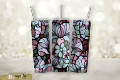 STAINED GLASS FLORAL sublimation tumbler wrap design png Product Image 1