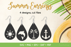Teardrop Summer Earrings SVG, Beach Jewelry Template Product Image 1