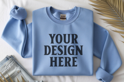 Light Blue Gildan 18000 Folded Flat Lay Mockups Product Image 1