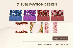 20oz Vintage Rose Floral Glitter Tumbler Wrap Sublimation Product Image 2