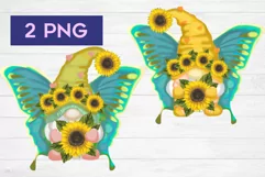 summer gnomes butterflies sunflowers png sublimation Product Image 1