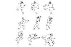 American Baseball Pitcher Throwing Ball Complete Set Product Image 1