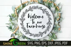 Farmhouse Welcome Sign SVG Hand Drawn Flower Wreath Product Image 1
