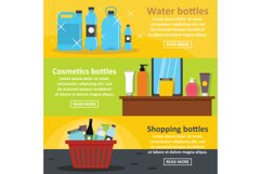 Bottle packaging banner horizontal set, flat style Product Image 1