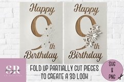 3D 9th Birthday card | Paper cutting | birthday card SVG Product Image 2