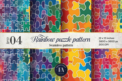 Rainbow Puzzle Digital Paper, Colorful Autism Pattern Product Image 1