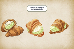 Matcha Croissants Clipart Bundle 4 PNG Product Image 3