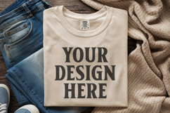Ivory Comfort Colors 1717 Folded Tshirt Mockups Product Image 1