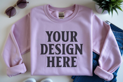 Light Blue Gildan 18000 Folded Flat Lay Mockups Product Image 1