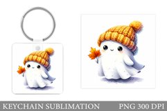 Cute Ghost Keychain Design. Cute Halloween Keychain Product Image 1