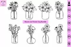 Mason Jar With Flower Svg, Flowers Svg, Mason Jar Svg, Product Image 1