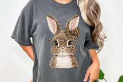 Easter Bunny png, Leopard Print Knit Bunny with Glasses png Product Image 7