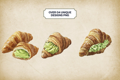 Matcha Croissants Clipart Bundle 4 PNG Product Image 3