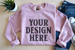 Light Pink Gildan 18000 Folded Flat Lay Mockups Product Image 1