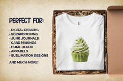 Matcha Cupcakes Clipart Bundle 4 PNG Product Image 3