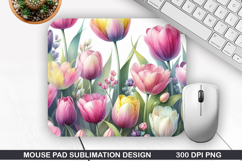 Flowers Mouse Pad Sublimation, Spring Mouse Pad PNG Design Product Image 1